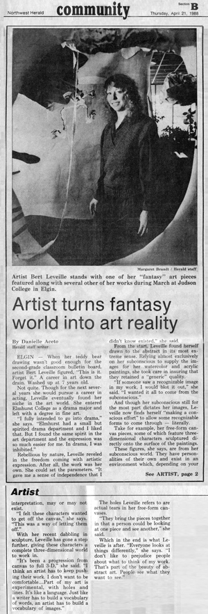 Tribune story of Leveille's exhibit Experiment in Fantasy