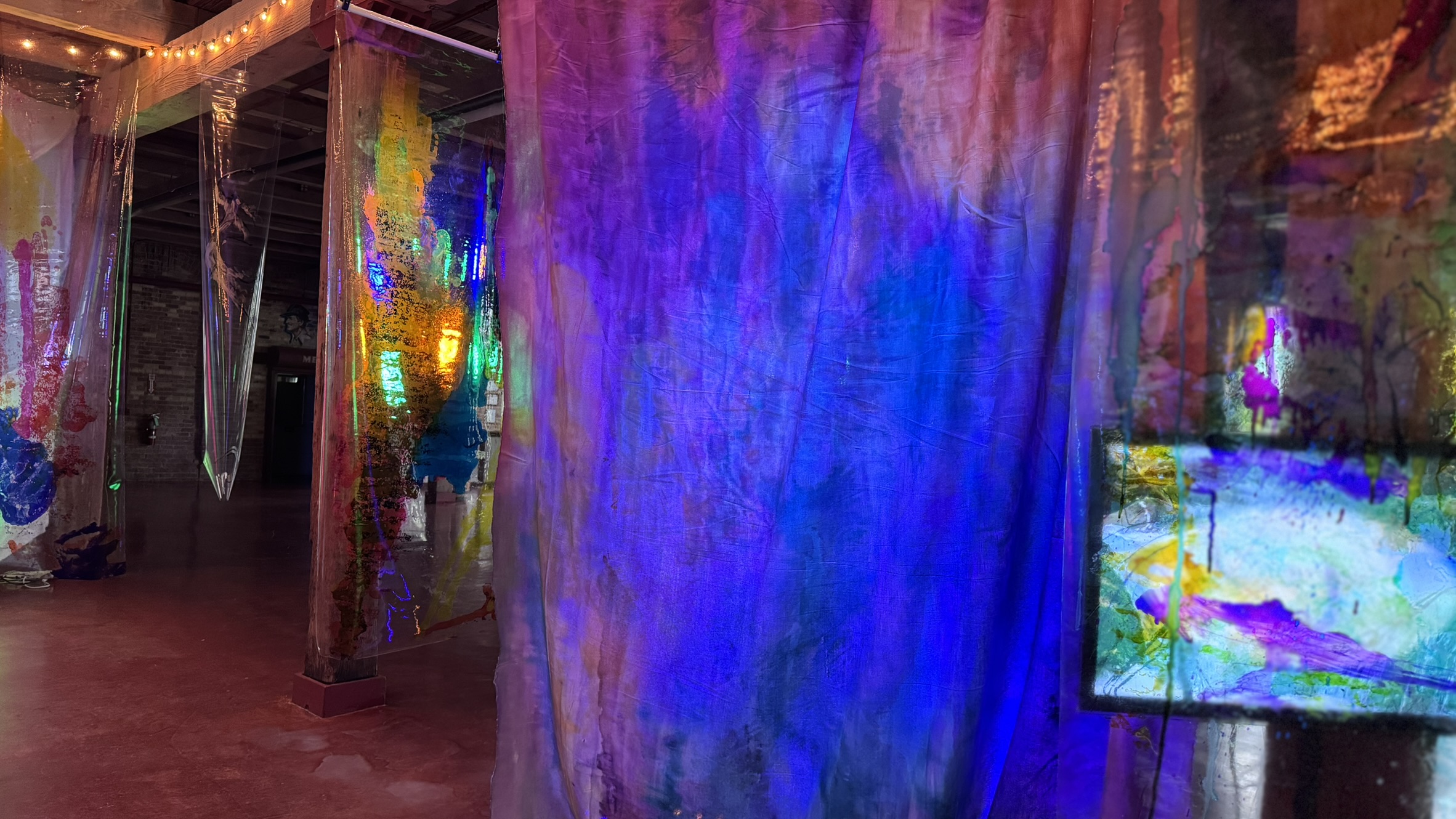 waterfall installation street view at art city