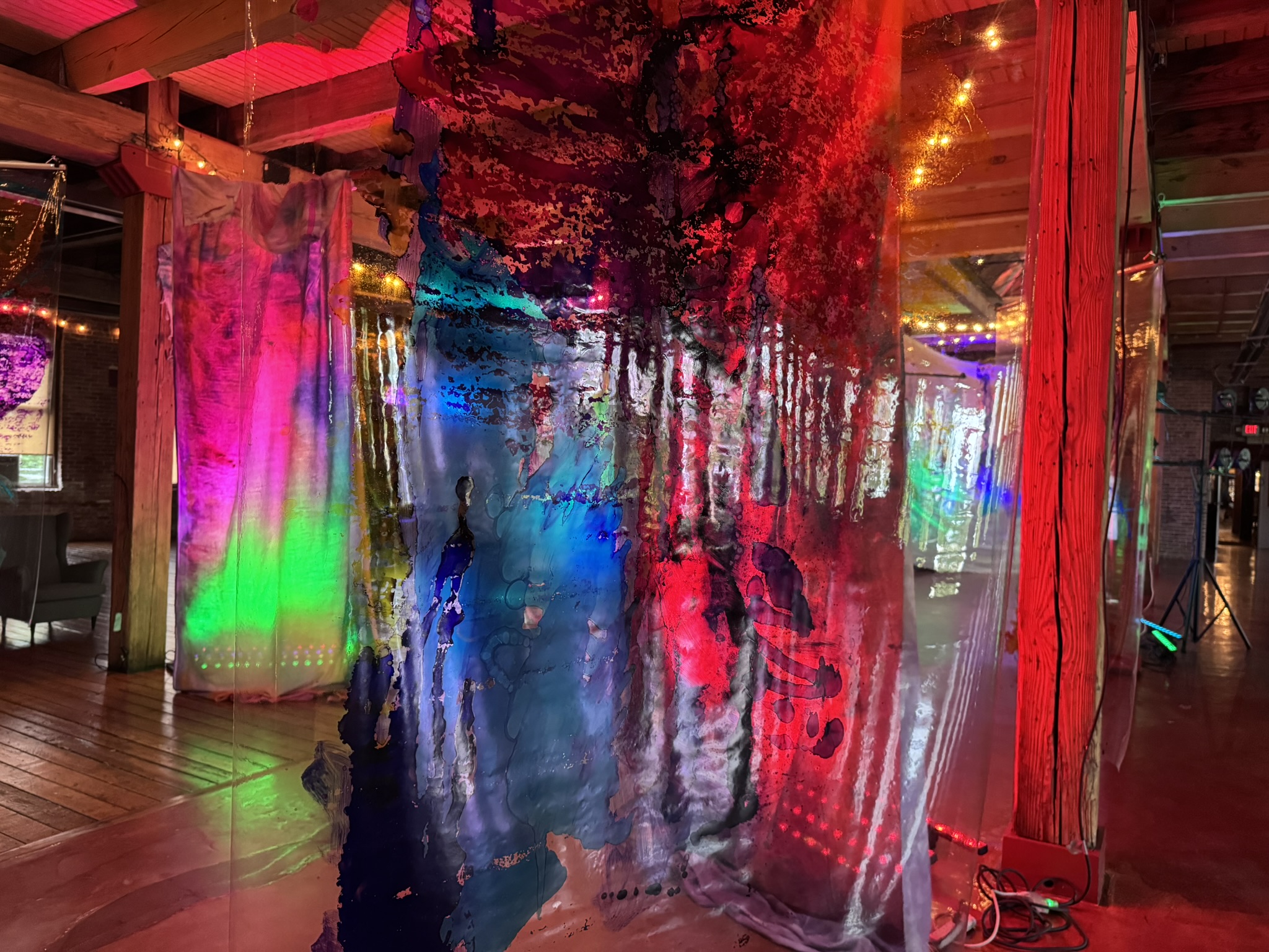 waterfall installation street view at art city