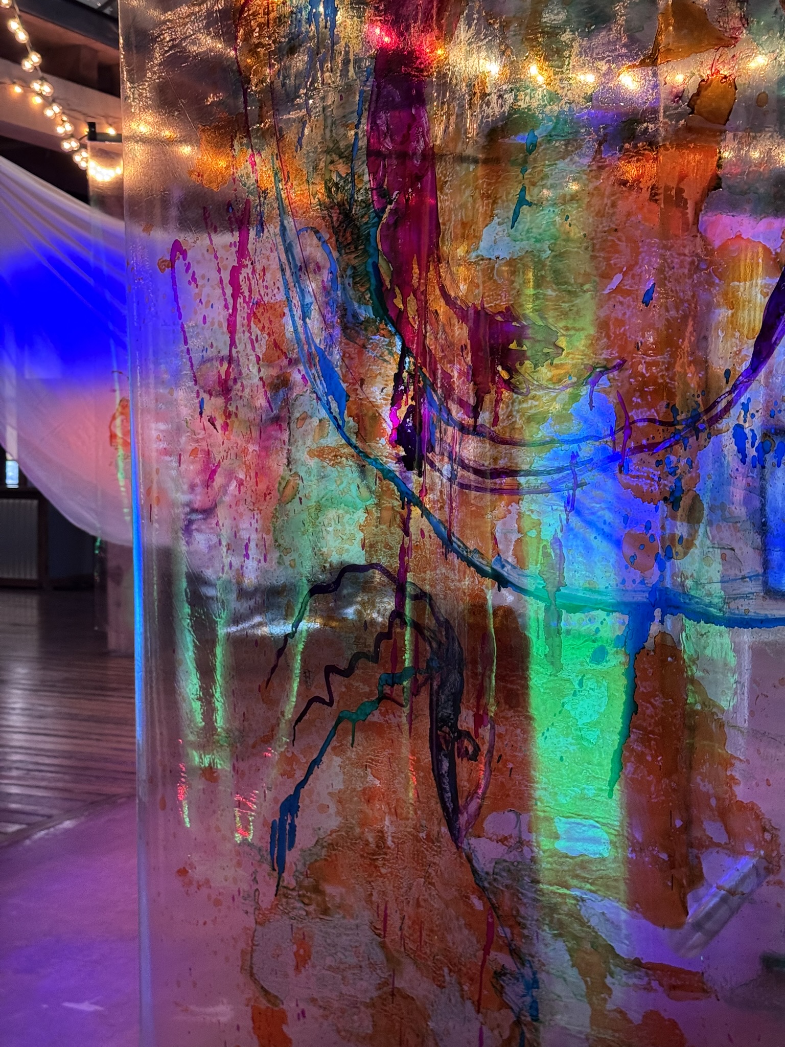 waterfall installation street view at art city